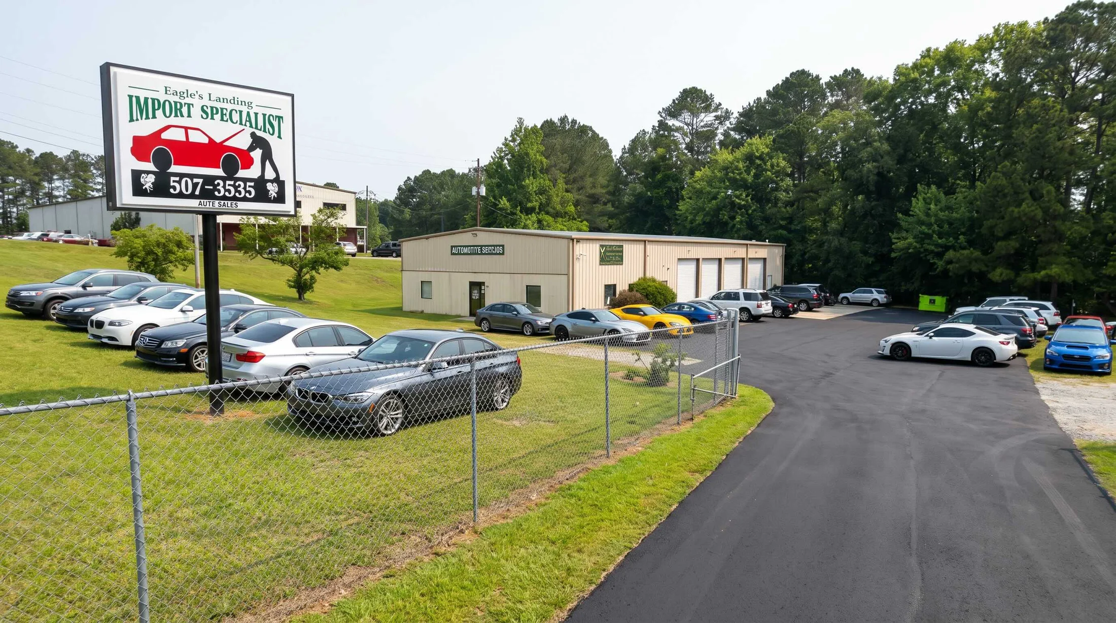 Eagles Landing Import Specialist roadside sign and service location